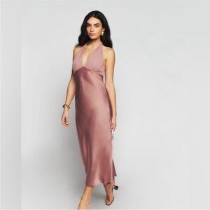 Reformation Mauve Backless Dress wyn silk